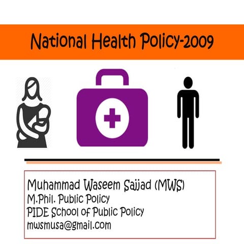 National health policy, Pakistan National Health Policy 2009