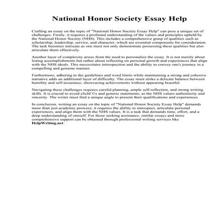 National Honor Society Essay Help