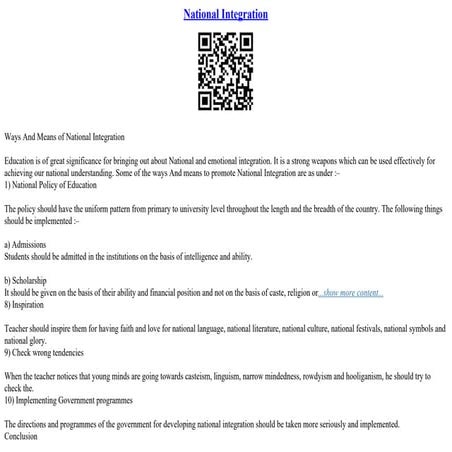 National Integration