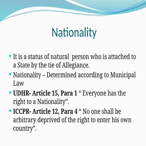 Nationality & Citizenship in international law | PPTX