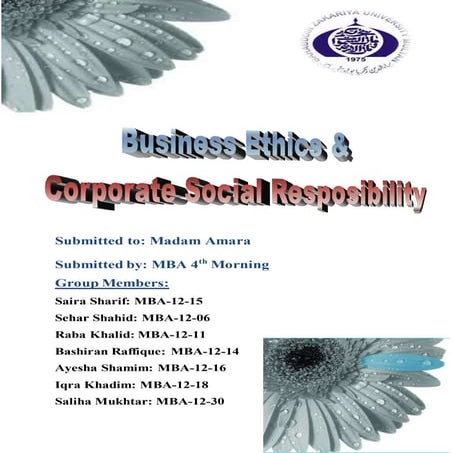 Business Ethics and CSR of National and international cmpny