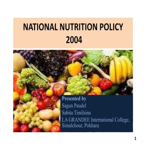 National nutrition policy, Nepal