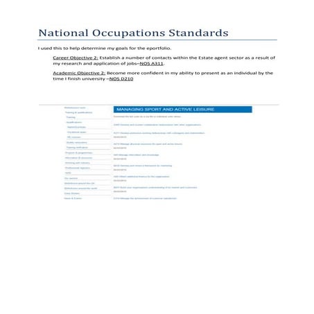 National occupations standards