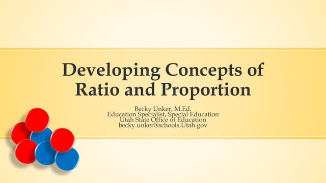 Developing Concepts of Ration and Proportion