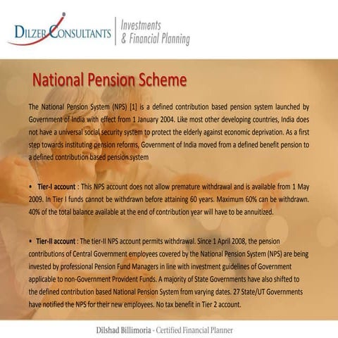 National pension Scheme Dilshad Billimoria CFP Dilzer Consultants