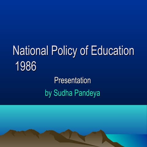 National policy of education 1986