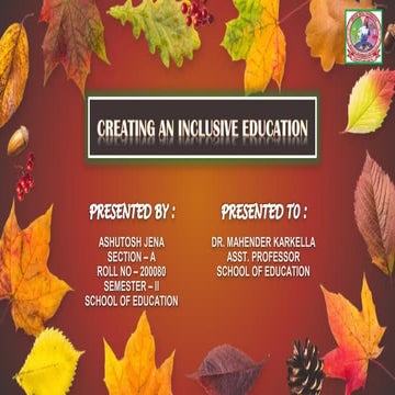 National policy on disability 2006, Creating an Inclusive Education