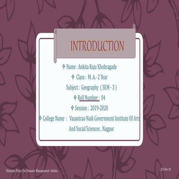 National policy on disaster management 