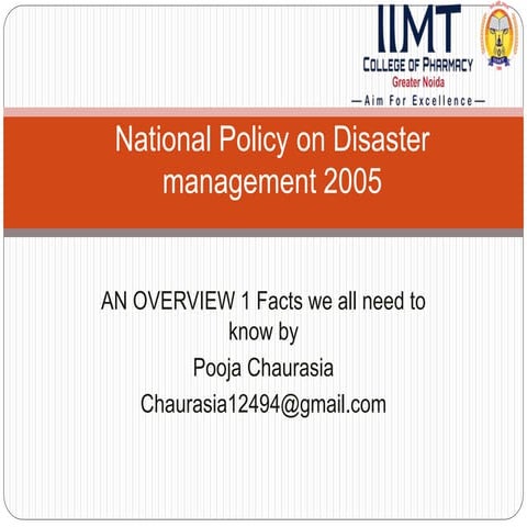 National Policy on Disaster management 2009.pptx