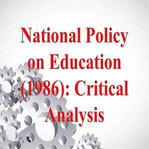 National policy on education (1986) critical analysis