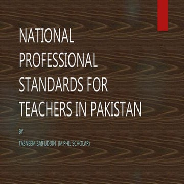 National professional standards for teachers in pakistan