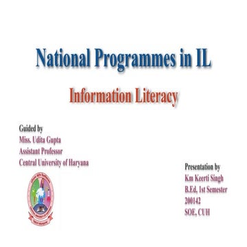 National programmes in information literacy