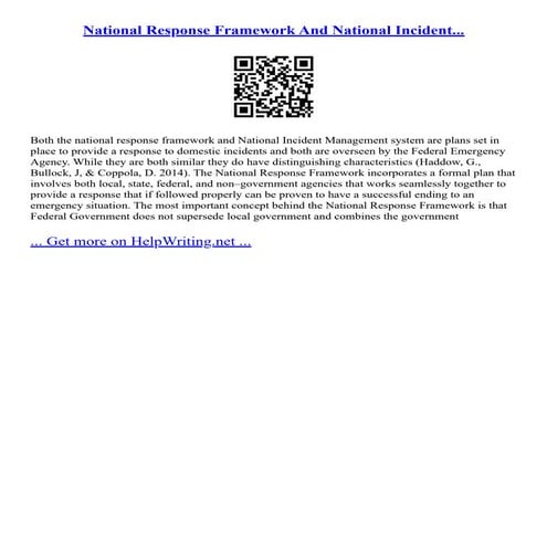 National Incident Management System (NIM) Command and Management System ...