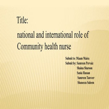 Roles and Responsibility of Community Health Nurse | PPTX