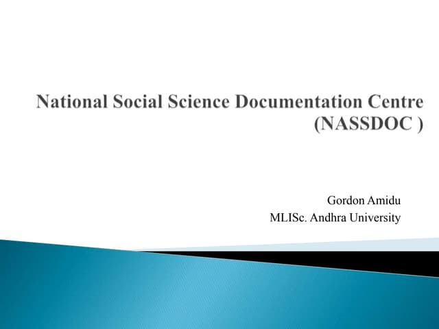 National social science documentation centre (nassdoc )