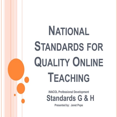 National standards for quality online teaching