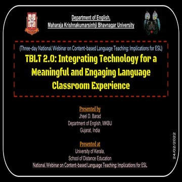 TBLT 2.0: Integrating Technology for a Meaningful and Engaging Language ...