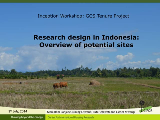 Research design in Indonesia: Overview of potential sites