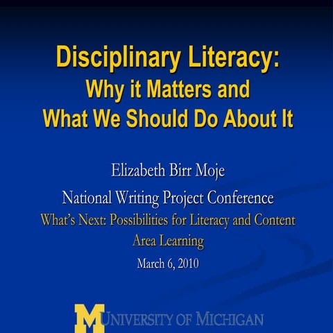 Disciplinary Literacy: Why It Matters and What We Should Do About It