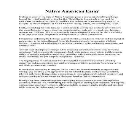 Native American Essay. American Revolution Essay  PDF  American Revolution  N...