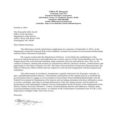 Native Hawaiian Recognition - Department of the Interior - Notice of Proposed...