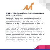 Native, hybrid, or pw as – choose the best for your business