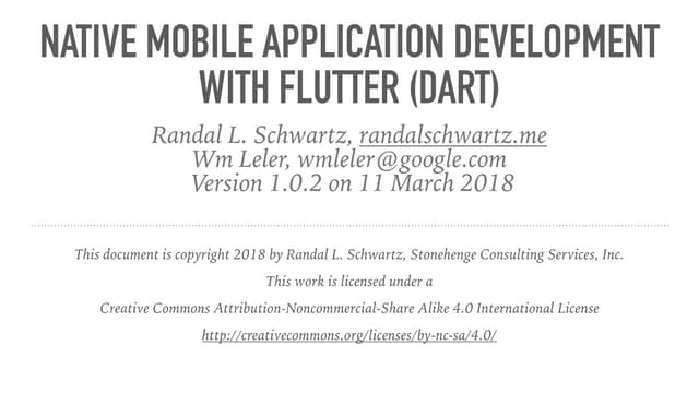 Native mobile application development with Flutter (Dart)