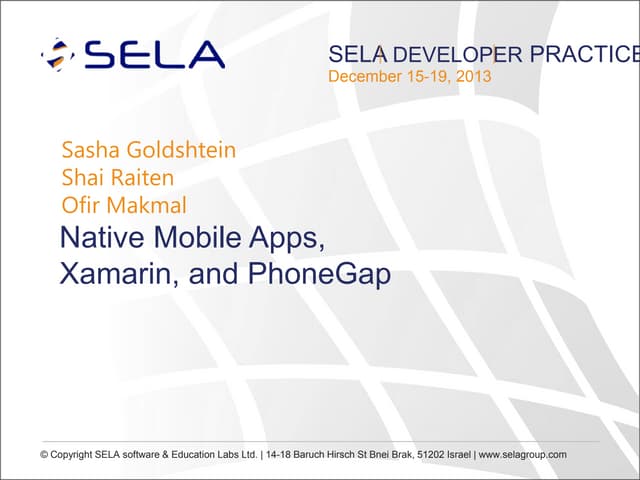 Native Mobile Apps, Xamarin, and PhoneGap