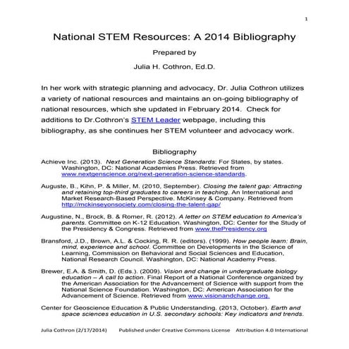 National STEM Resources: A 2014 Bibliography