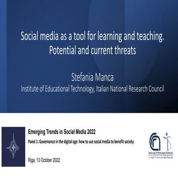 Social media as a tool for learning and teaching. Potential and current threats