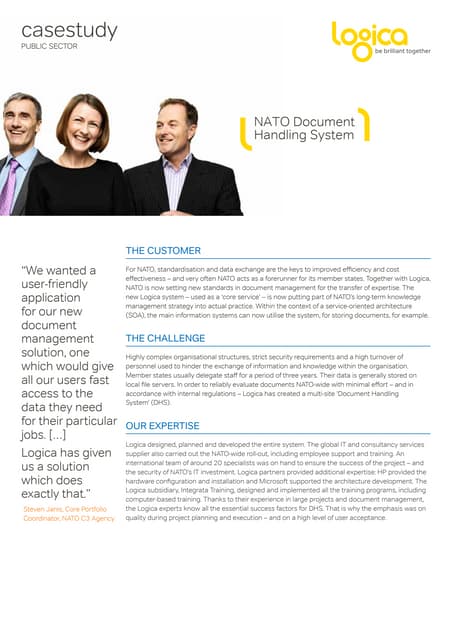 A real time case study on NATO Document Handling System by Logica  