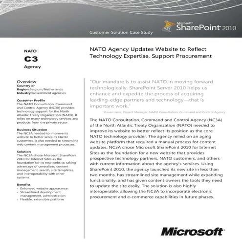 NATO SharePoint 2010 Case Study - Web Content Management_ROI SharePoint Consu...
