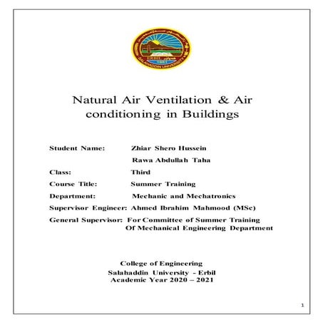 Natural air ventilation in buildings
