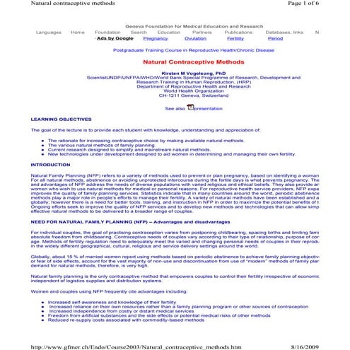 Natural  Contraceptive  Method