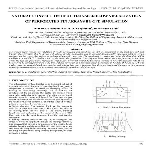 Natural convection heat transfer flow visualization of perforated fin arrays ...