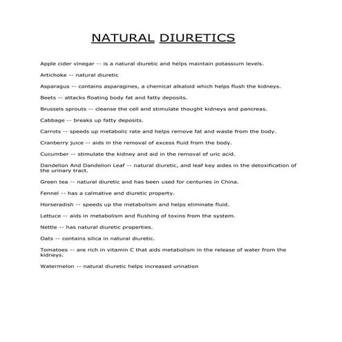 Natural diuretics