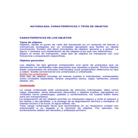 Naturaleza y caracteristicas del los objetos