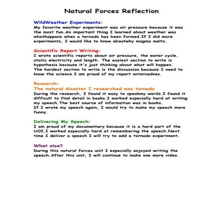 Natural forces reflection