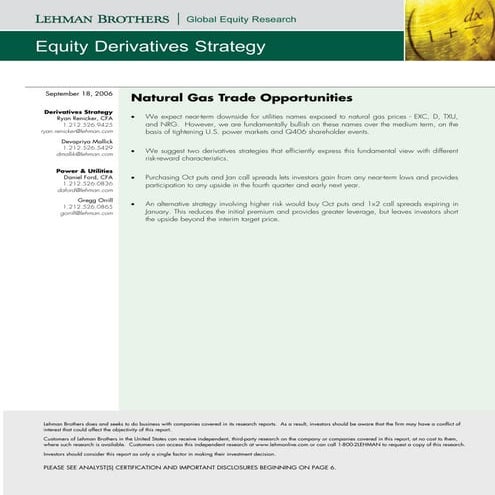 Option Strategies - Natural Gas Trading Opportunities
