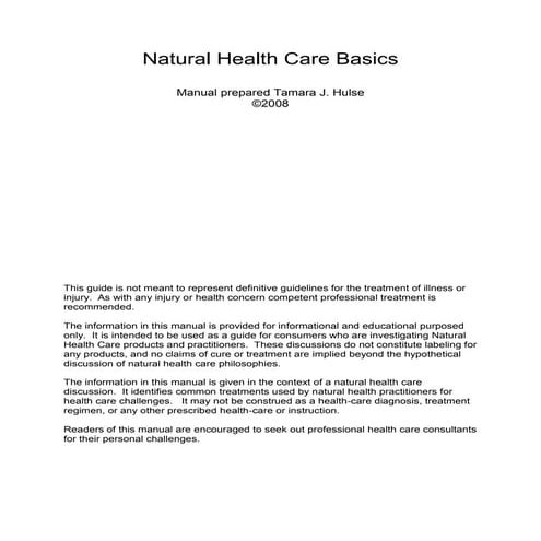Natural Health Care Basics