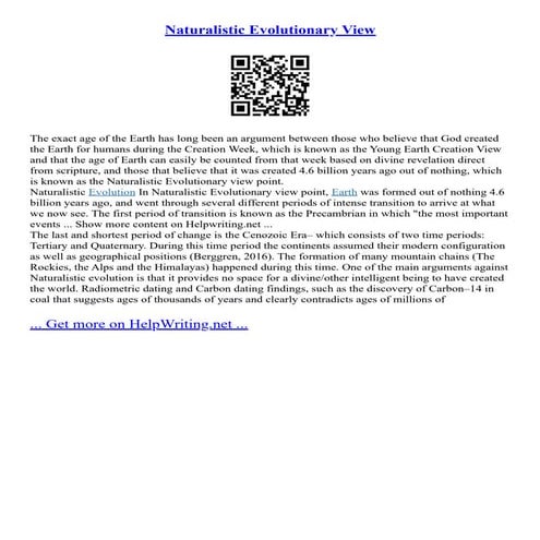 Naturalistic Evolutionary View