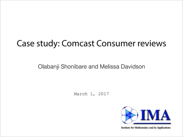 Natural language processing using comcast reviews