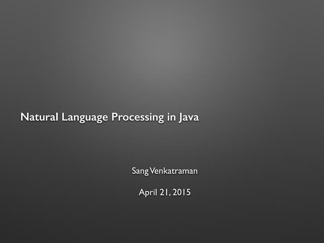 Natural Language Processing using Java