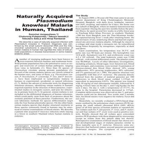 Naturally acquired plasmodium knowlesi malaria in human, thailand[1]