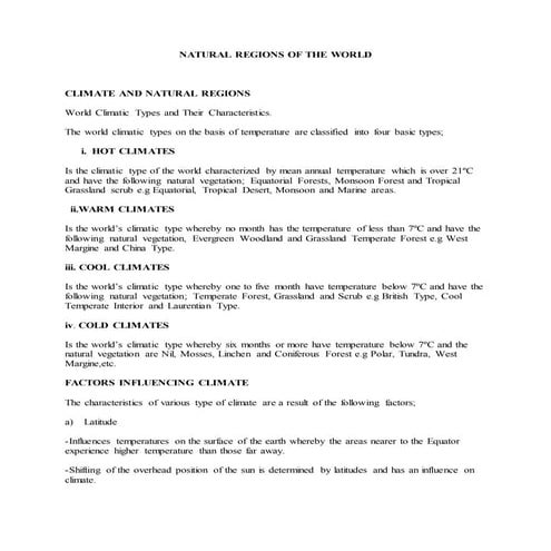 Natural regions of the world