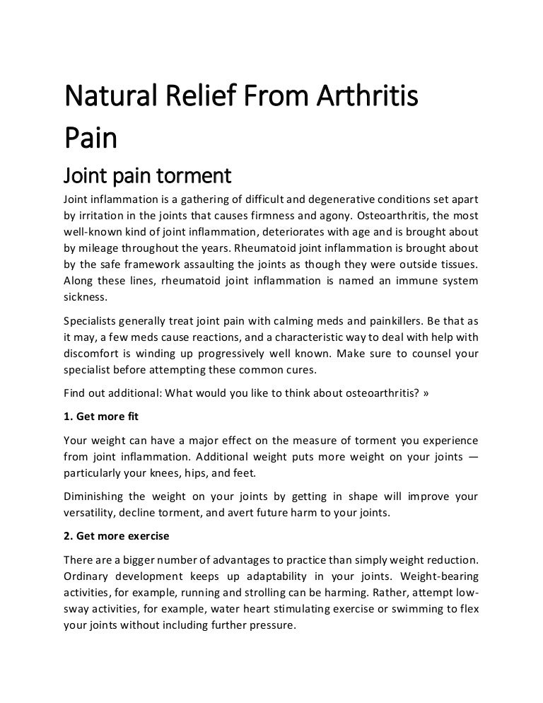 Natural Relief From Arthritis Pain 1