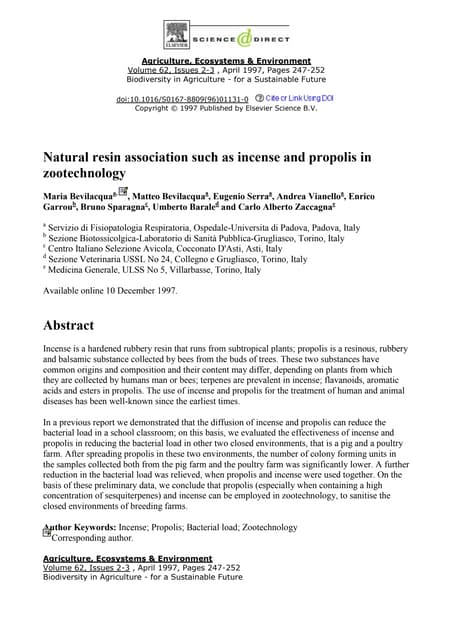 Natural resin association with ince...