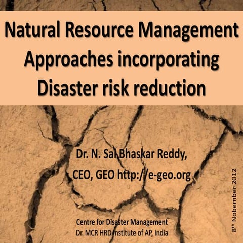 Natural resource management approaches incorporating disaster risk reduction