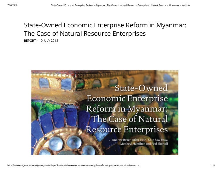 NATURAL RESOURCES GOVERNANCE INSTITUTE MYANMAR UPDATE JULY 2018