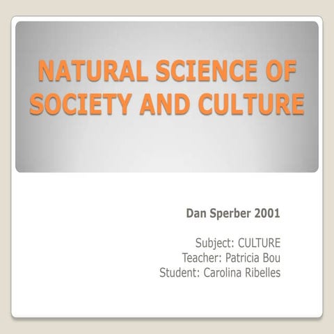Natural Science Of Society And Culture